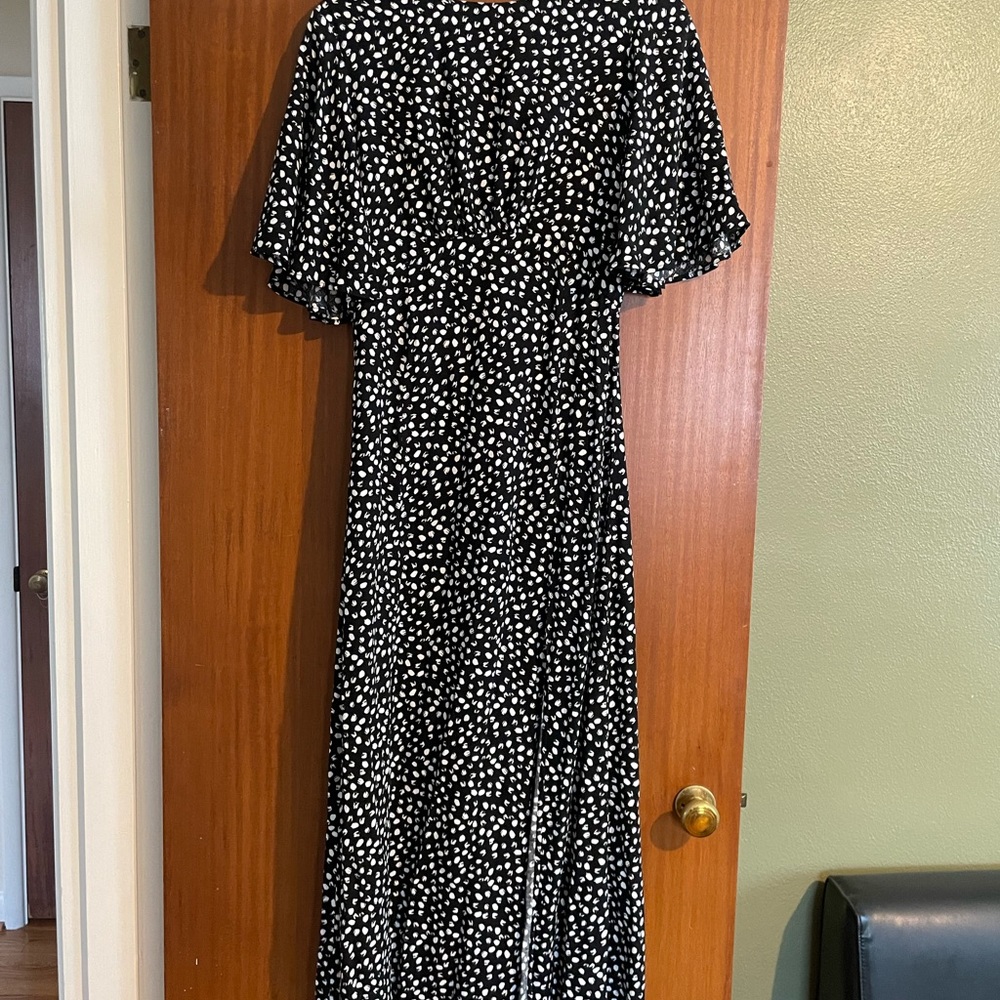 Topshop Black and White Open Back Midi Sundress
